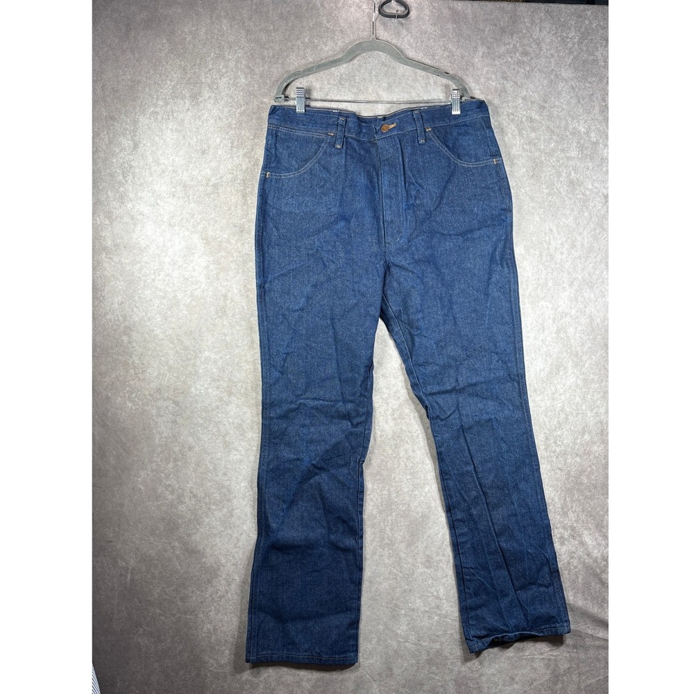 Wrangler Jeans Mens 38x34 Navy Blue Cowboy Cut 945NAV Straight Leg Denim Cotton